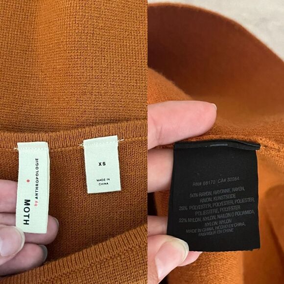 Moth Womens Size XS Orange Bell Sleeve Pullover Sweater Mini Sheath Dress Party - Picture 9 of 15